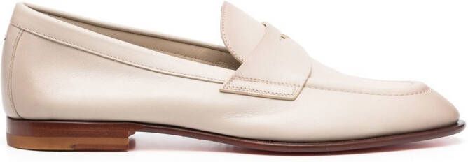 Santoni Leren loafers Beige