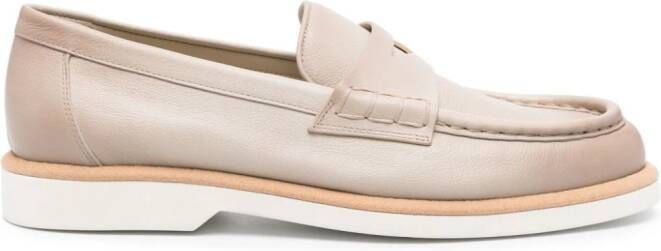 Santoni Leren loafers Beige