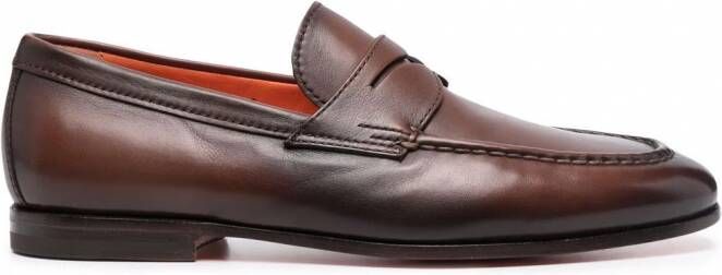 Santoni Leren loafers Bruin