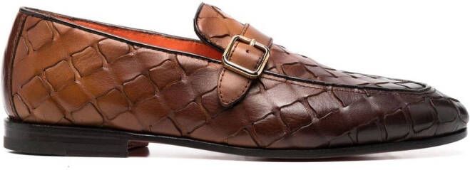 Santoni Leren loafers Bruin