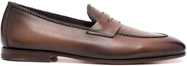 Santoni Leren loafers Bruin