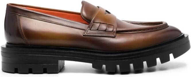 Santoni Leren loafers Bruin