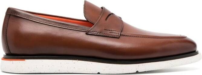 Santoni Leren loafers Bruin