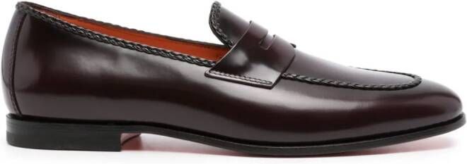 Santoni Leren loafers Bruin