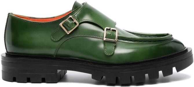 Santoni Leren loafers Groen