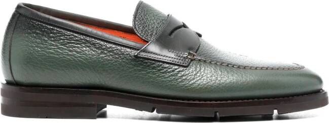 Santoni Leren loafers Groen