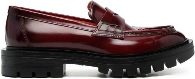 Santoni Leren loafers Rood