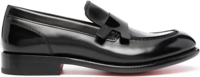 Santoni Leren loafers Zwart