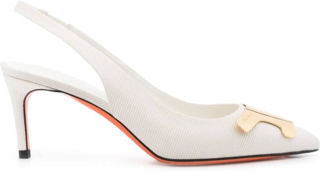 Santoni Leren slingback pumps Wit