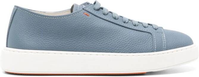 Santoni Leren sneakers met logopatch Blauw