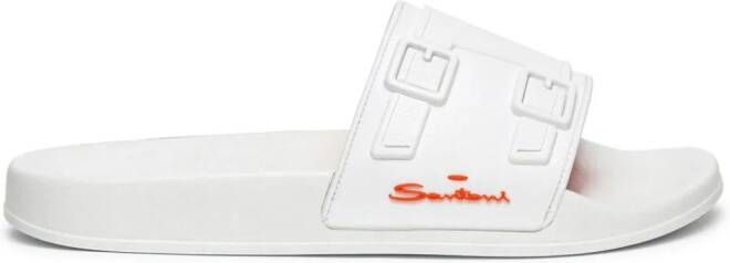 Santoni Slippers met logoprint Wit