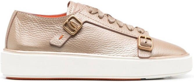 Santoni Sneakers met metallic gesp Goud