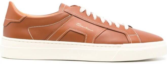 Santoni Leren sneakers met vlakken Bruin