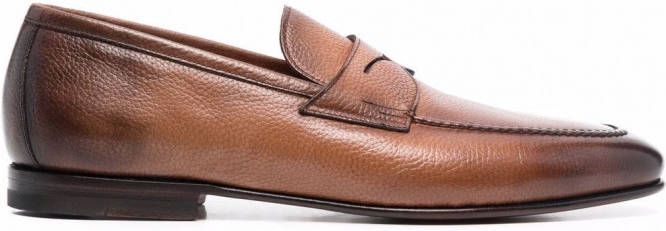 Santoni Penny leren loafers Bruin