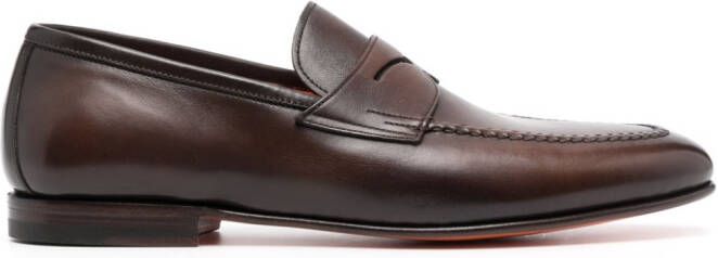 Santoni Leren loafers Bruin