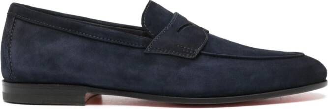 Santoni Suède loafers Blauw