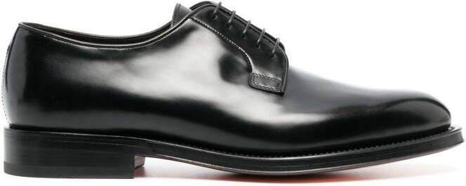 Santoni Leren derby schoenen Zwart