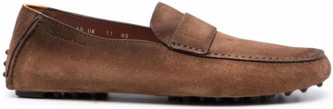 Santoni Penny loafers met ronde neus Bruin