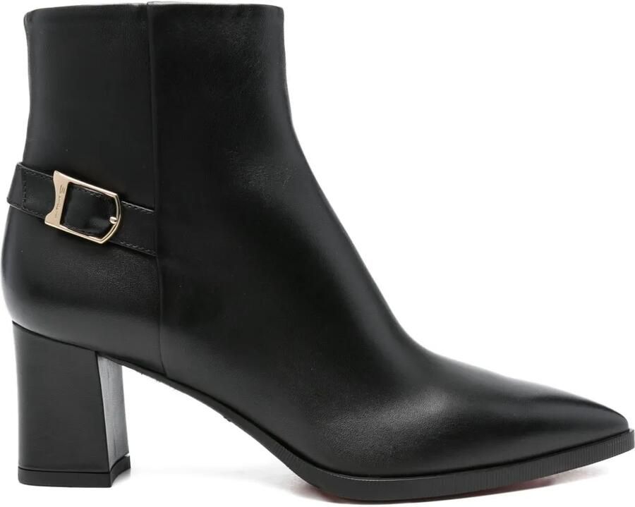 Santoni 70 mm laarzen met puntige neus en gespdetail Zwart