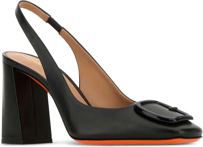 Santoni 85 mm slingback pumps met blokhak Zwart - Foto 2