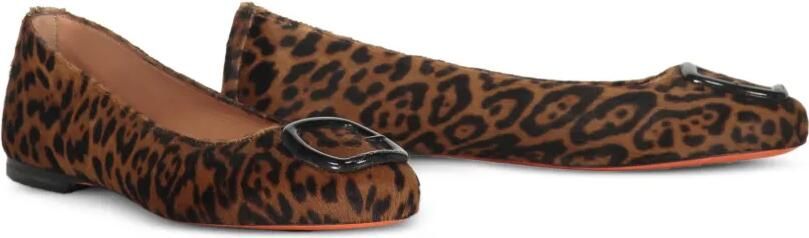 Santoni Ballerina's met dierenprint en gespdetail Beige - Foto 3