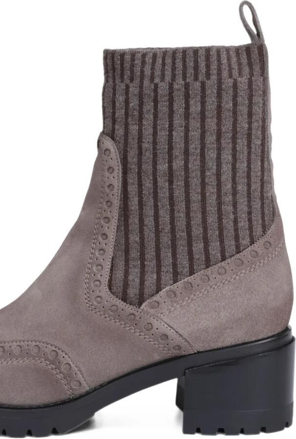 Santoni brogue-detail sock-style boots Grijs - Foto 2