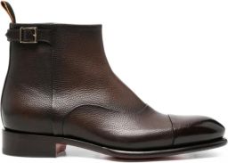 Santoni Leren enkellaarzen Bruin