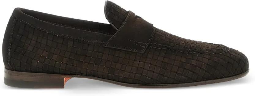 Santoni Carlo geweven leren loafers Bruin