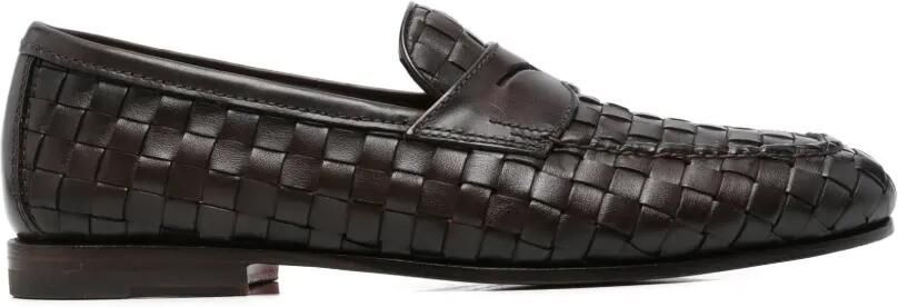 Santoni Carlos geweven leren loafers Bruin