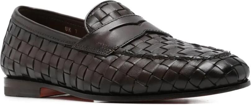 Santoni Carlos geweven leren loafers Bruin - Foto 4