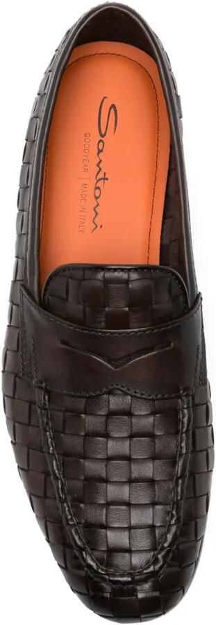 Santoni Carlos geweven leren loafers Bruin - Foto 2