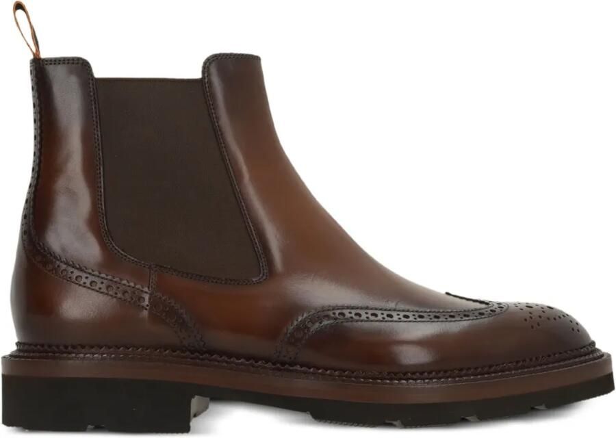 Santoni Chelsea laarzen met brogue detail Bruin