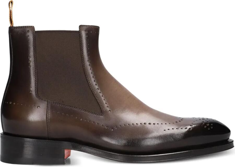 Santoni Chelsea laarzen met brogue detail Bruin
