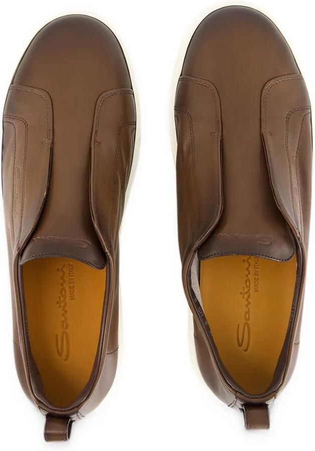 Santoni Cleanic leren slip-on sneakers Bruin