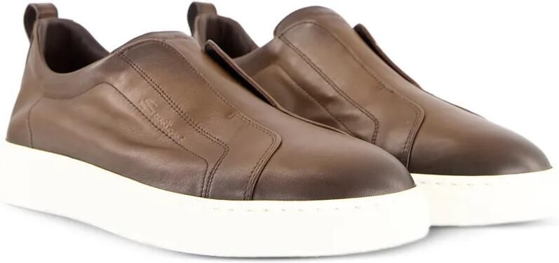 Santoni Cleanic leren slip-on sneakers Bruin - Foto 4