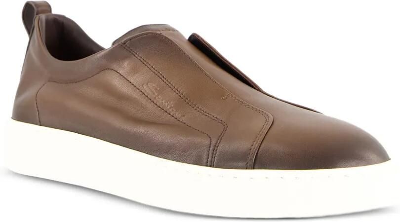 Santoni Cleanic leren slip-on sneakers Bruin - Foto 3