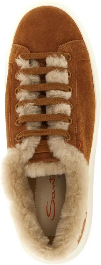Santoni Cleanmount sneakers met lammy afwerking Bruin - Foto 3