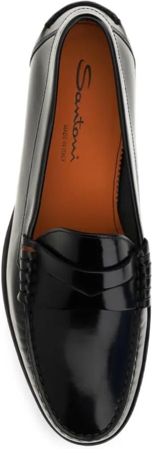 Santoni College A Novembre gepolijste leren loafers Zwart