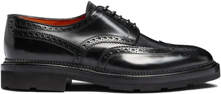 Santoni Derby schoenen met brogue detail Zwart