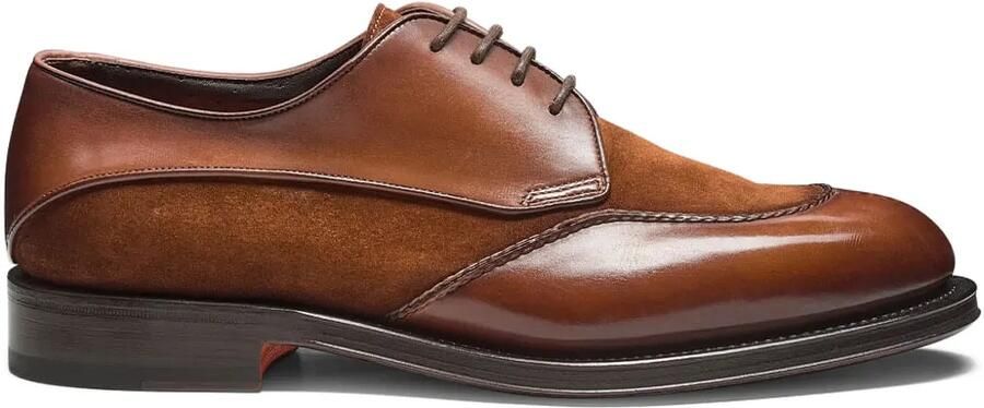 Santoni Derby schoenen met suède vlakken Bruin
