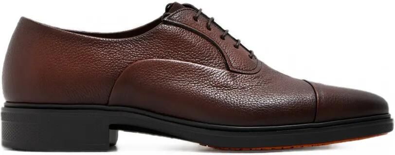 Santoni Derby schoenen van leer met textuur en kapneus Bruin