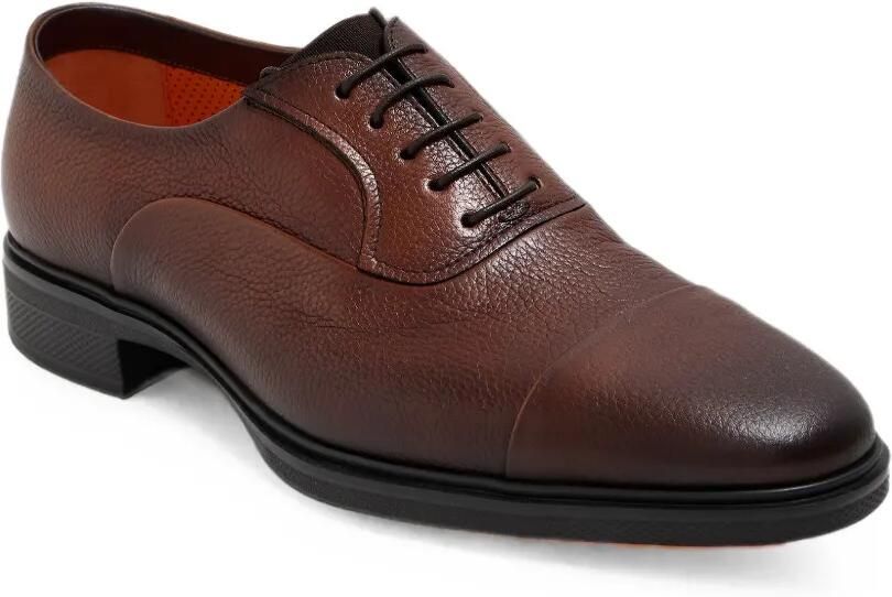 Santoni Derby schoenen van leer met textuur en kapneus Bruin - Foto 4