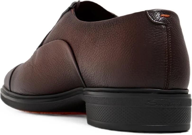 Santoni Derby schoenen van leer met textuur en kapneus Bruin - Foto 3
