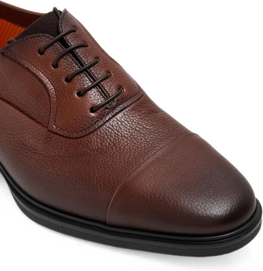Santoni Derby schoenen van leer met textuur en kapneus Bruin - Foto 2