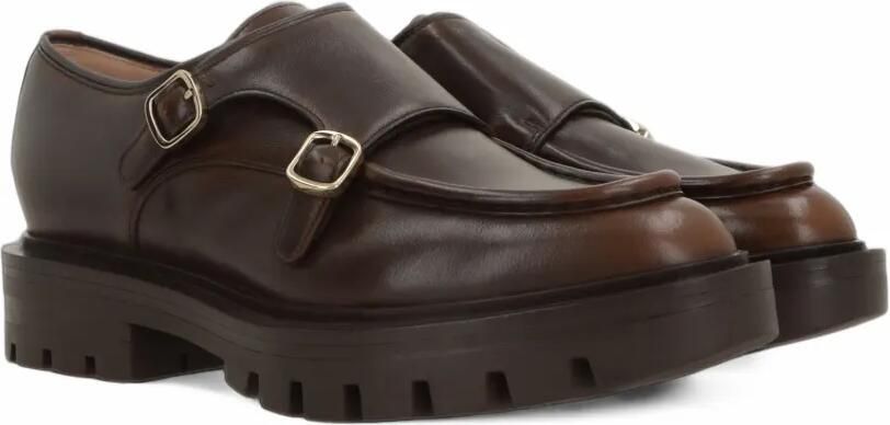 Santoni Derby schoenen met dubbele bandjes en profielzool Bruin - Foto 2
