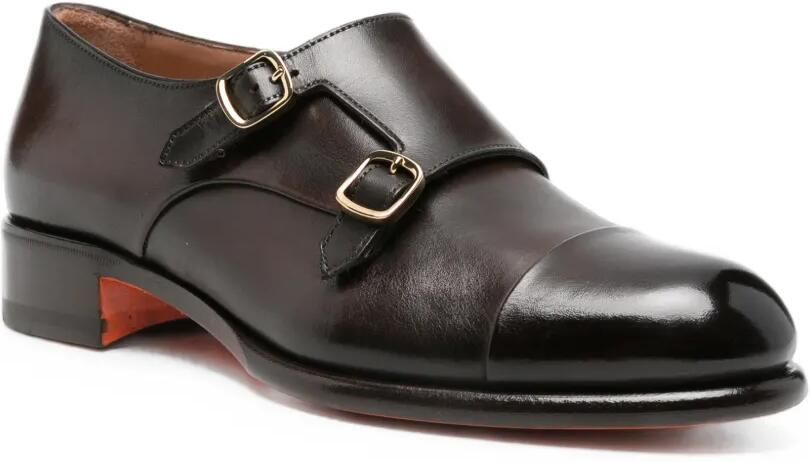 Santoni Gespschoenen met dubbel bandje Bruin
