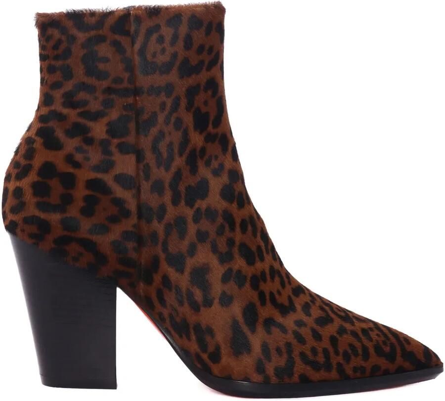 Santoni Ekellaarzen met luipaardprint en blokhak Bruin