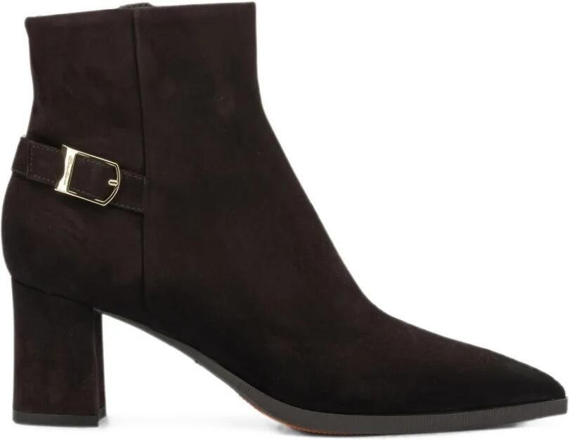Santoni Enkellaarzen met puntige neus en gespdetail Bruin