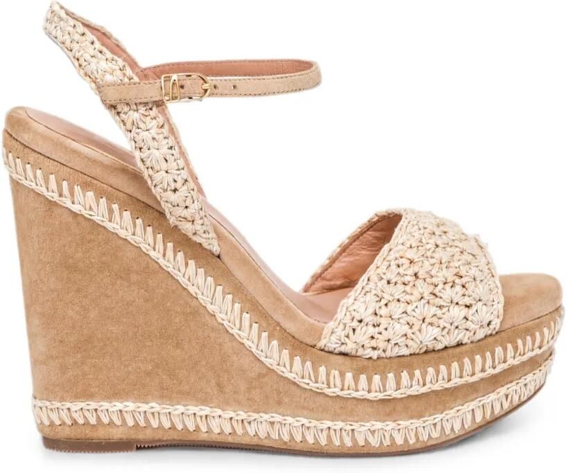 Santoni Gehaakte sandalen met sleehak Beige