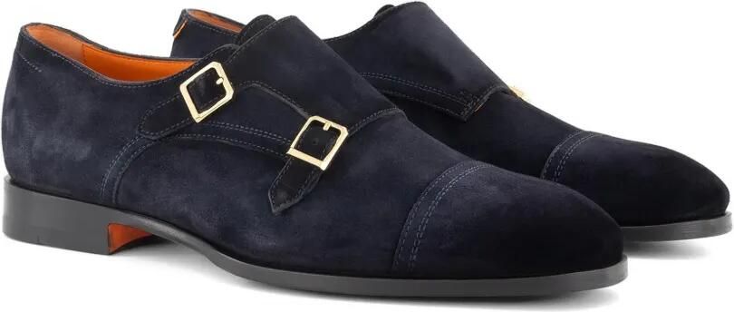Santoni Gespschoenen met dubbel bandje Blauw